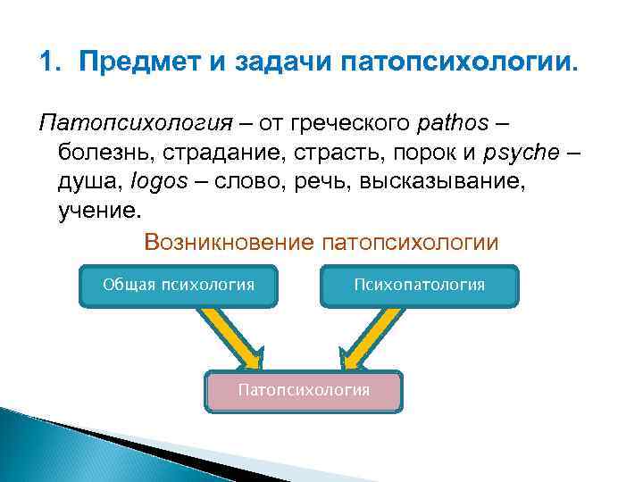 Патопсихология это (предмет и задачи)